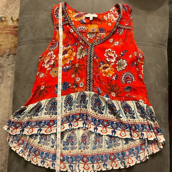 Patrons of Peace women’s Sleeveless High Low Peplum Floral Top Size Medium - Picture 9 of 10